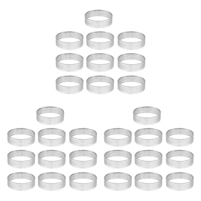 30pcs 4.5cm Round Stainless Perforated Seamless Tart Ring with Hole
