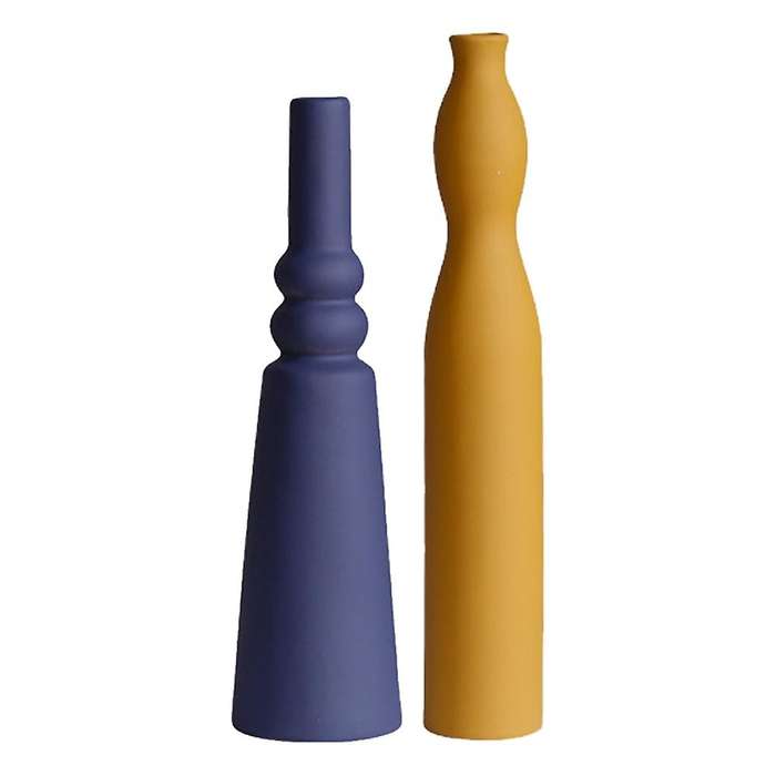 2 Pcs Morandi Frosted Texture Glaze Designer Model Room Ceramic Vase