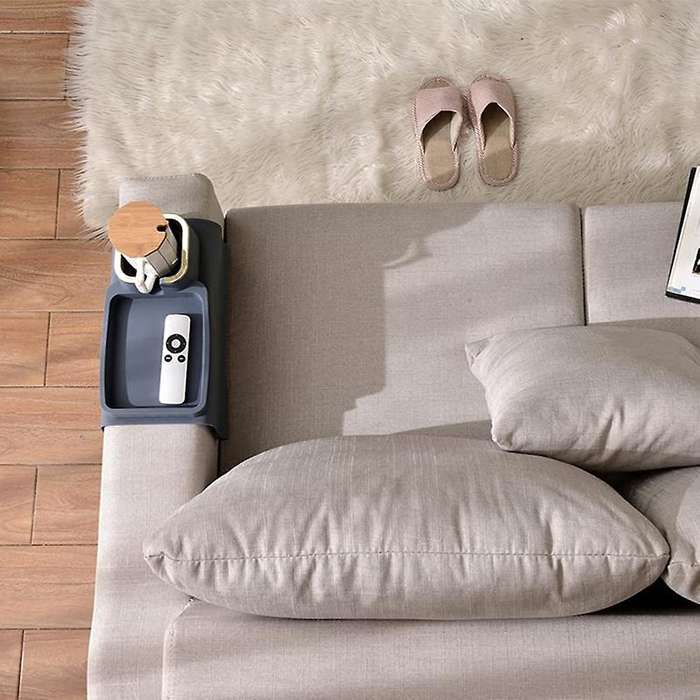 Couch Cup Holder Tray, Strong and Weighted Table Sofa Arm Tray A