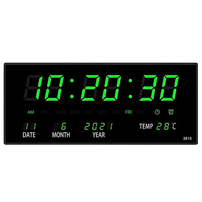 Led Perpetual Calendar Electronic Clock Digital Wall Clock Green