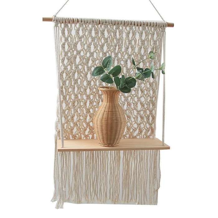 Bohemian Macrame Tapestry Rack Hand-woven Wall Hanging Flower Pot B
