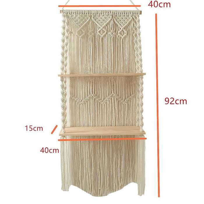 Macrame Wall Hanging Shelf Boho Floating Shelf Perfect for Plants,