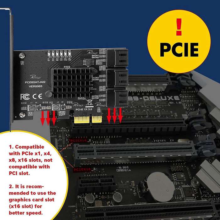 Pcie Sata Card, 6 Port, Sata Controller Expansion Card
