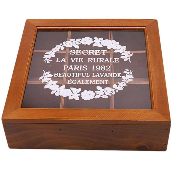 9 Section Wooden Box Compartments Container 24 X 24 X 7cm -wood Color