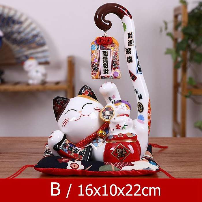 8.6 Inch Ceramic Maneki Neko Lucky Cat Money Box Coin Bank ,b