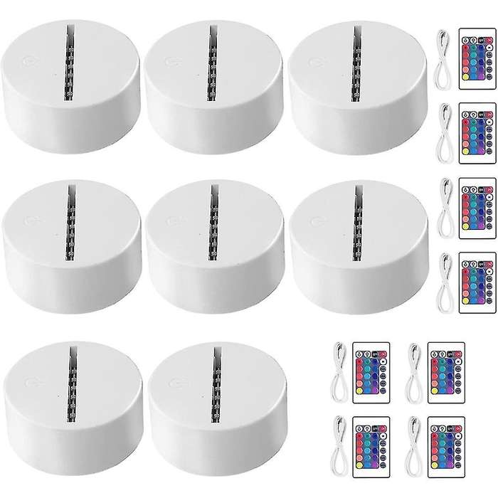 8pack 3d Night Led Light Lamp Base 16 Colors Led Light Display White