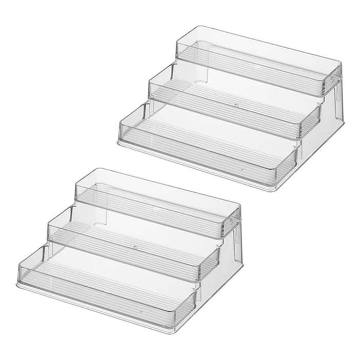 2x 3-tier Spice Rack Kitchen Pantry Step Shelf Cabinet Organizer