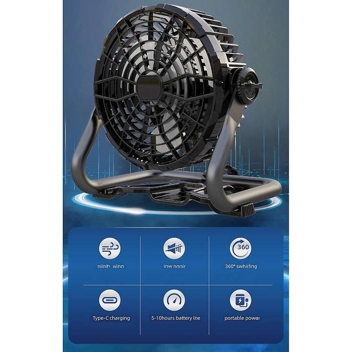 Outdoor Floor Fan Portable with Led Light Adjustment for Garage B