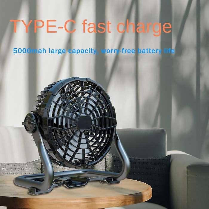 Outdoor Floor Fan Portable with Led Light Adjustment for Garage B