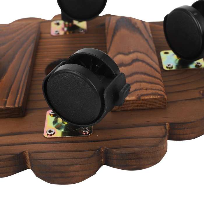2 Pack 10 Inch Lockable Plant Caddy Wood Patio Potted Plant Stand