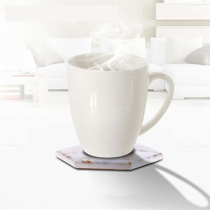 6pcs Coasters for Drinks Absorbent with Marble Ceramic Coaster Set