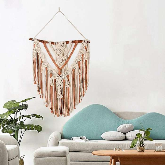 Hand-woven Color Macrame Bohemian Tapestry for Home Bedroom 60x75cm-a