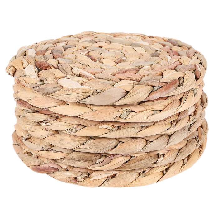 6pack Round for Dining Table, 7.8 Inch Straw Braided Placemat