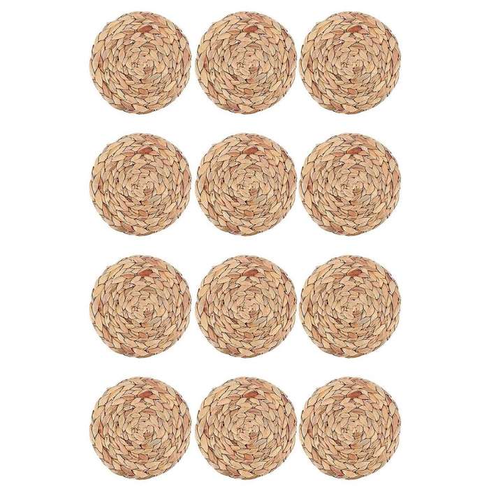 6pack Round for Dining Table, 7.8 Inch Straw Braided Placemat