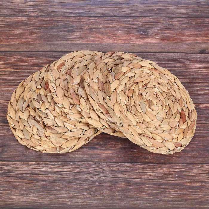 6pack Round for Dining Table, 7.8 Inch Straw Braided Placemat