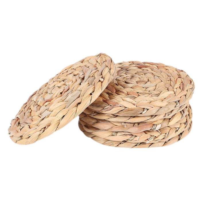 6pack Round for Dining Table, 7.8 Inch Straw Braided Placemat