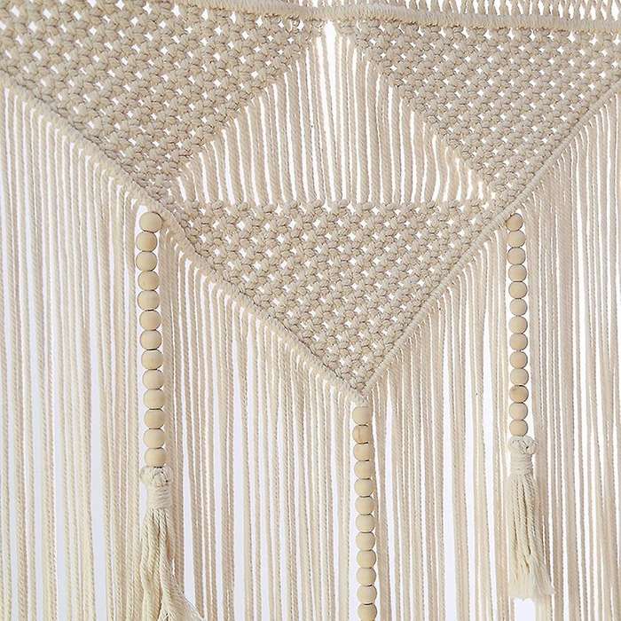 Macrame Wall Hanging Tapestry, Beige White (wood Stick Not Included)