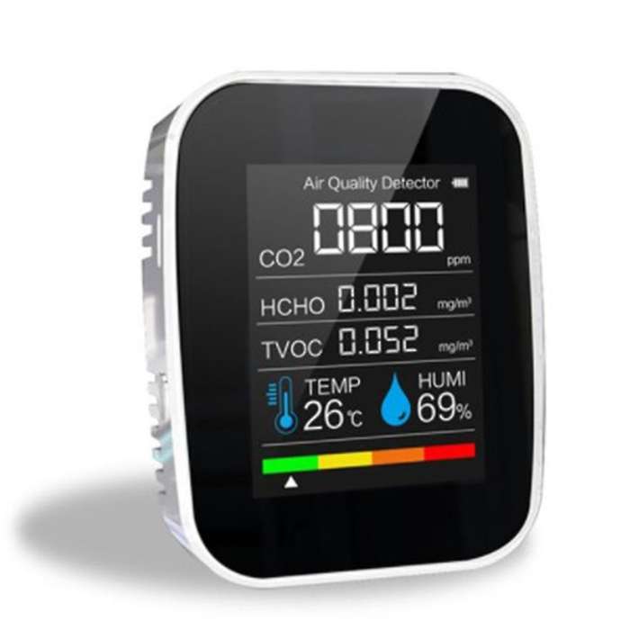 5in1 Co2 Meter Digital Humidity Tester Air Quality Detector (white)