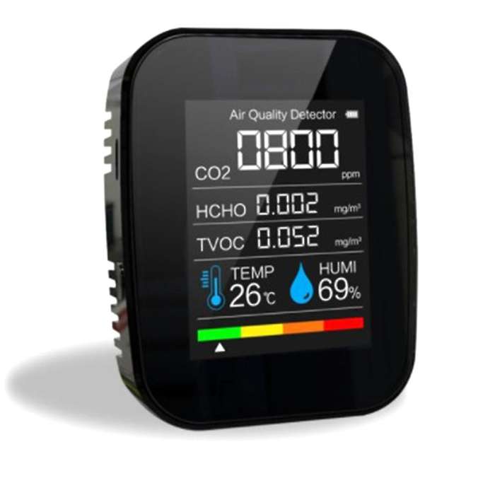 5in1 Co2 Meter Digital Humidity Tester Air Quality Detector (black)