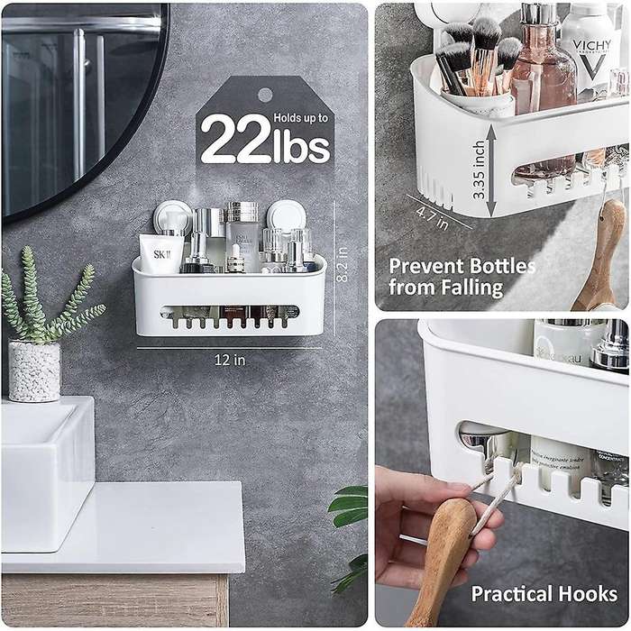 Shower Caddy & Soap Dish Holder Double Layer for Shower Shelf Suction