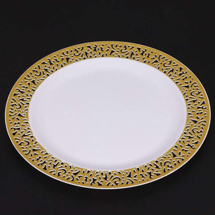 Gold Disposable Plastic Plates -lace Design Party 50pack-7.5inch