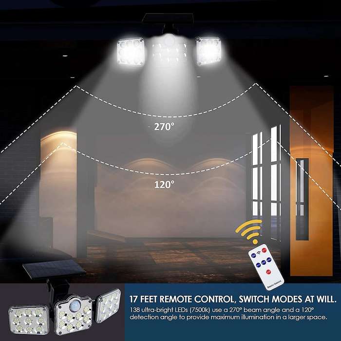 2 Pack Solar Lights Outdoor Solar Wall Light Motion Sensor Adjustable