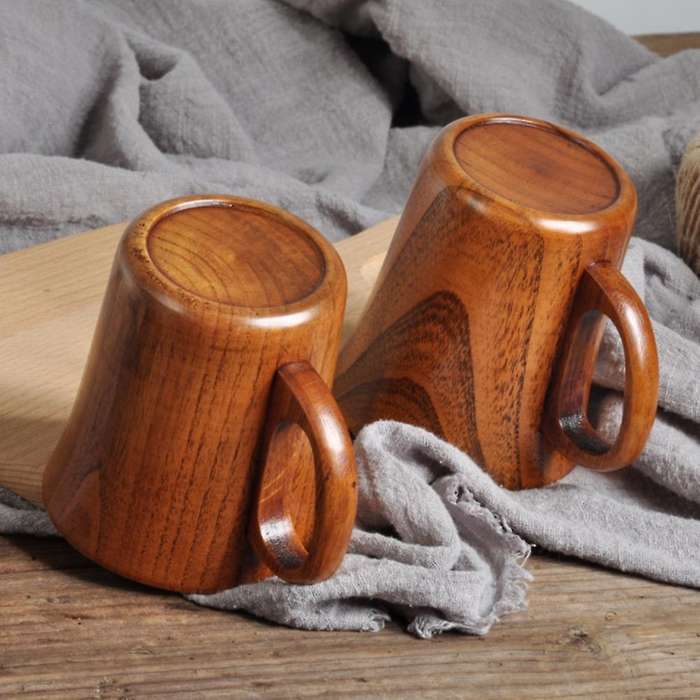 280ml Natural Jujube Wood Cup Coffee Beer Tea Cup Home Decor, 4pcs