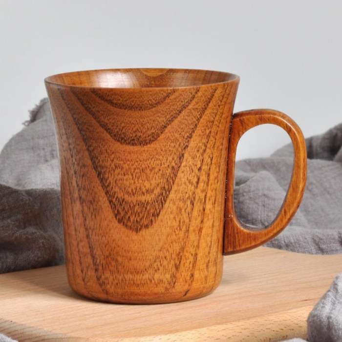 280ml Natural Jujube Wood Cup Coffee Beer Tea Cup Home Decor, 4pcs