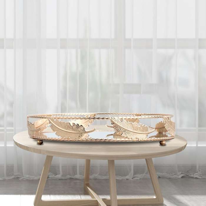 Round Mirror Tray Desktop Cosmetics Jewelry Storage Tray Wedding-s
