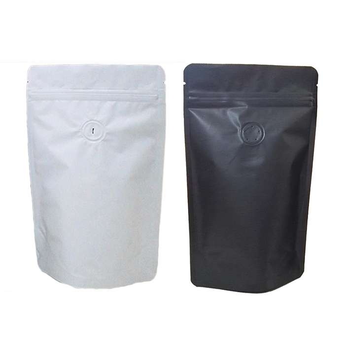 50pcs Matt Zipper Closure Aluminum Foil One-way Exhaust Valve Bag 250g White