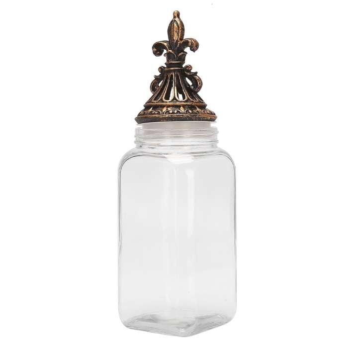 1pcs Retro Glass Storage Jar Carving Cover Tea Caddy Home Ornaments B
