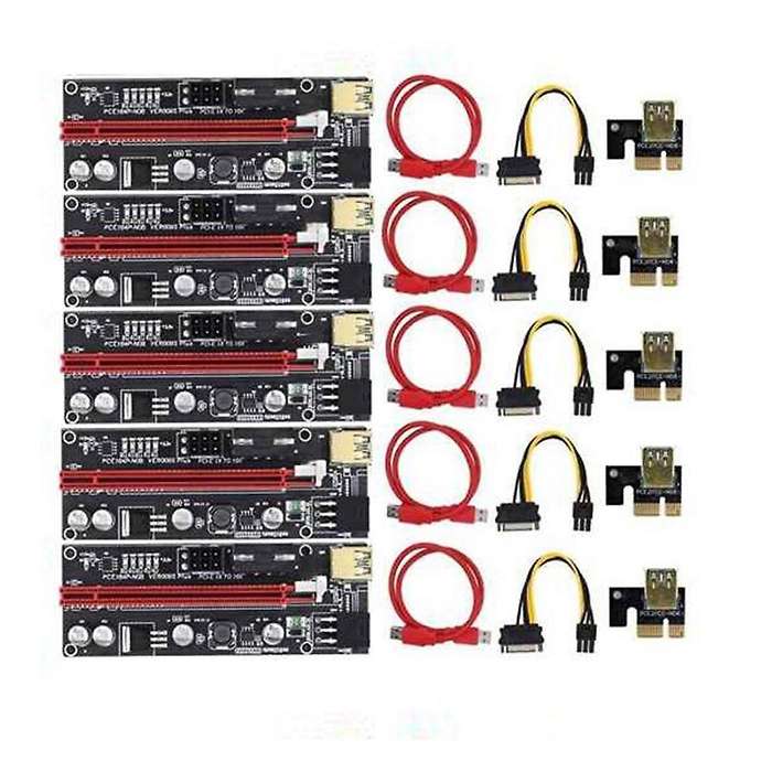 5pcs Pci-e Riser Plus Gpu Pcie Card Pci E X16 to X1pci with Led