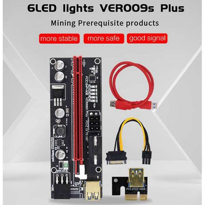 5pcs Pci-e Riser Plus Gpu Pcie Card Pci E X16 to X1pci with Led