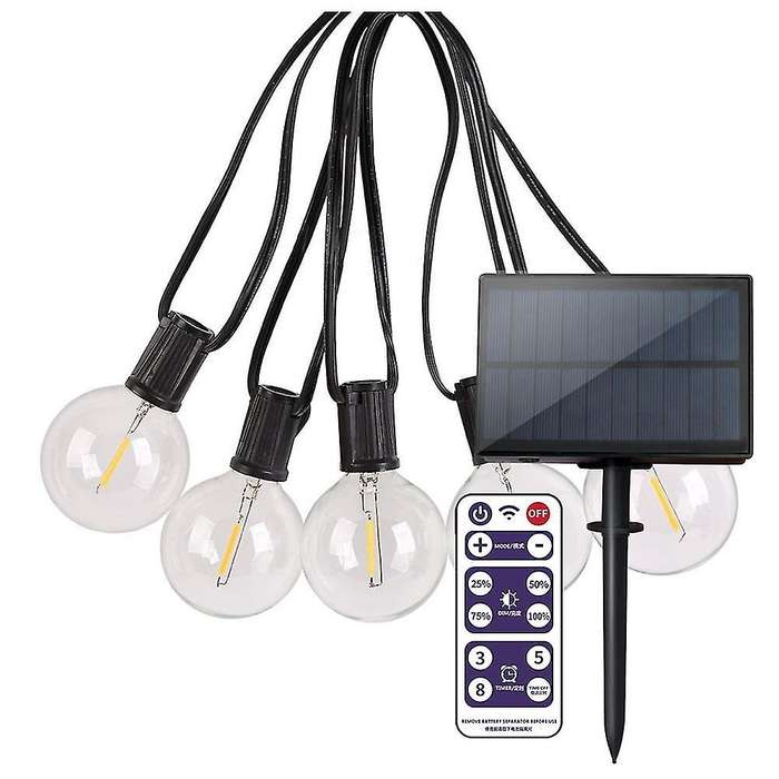G40 Solar String Lights with Remote Control for Party 9.5m 25 Bulbs