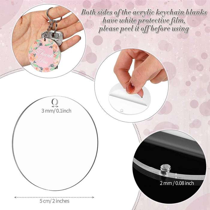 300 Pcs Round Acrylic Keychain Blanks 2 Inches for Diy Keychain Craft