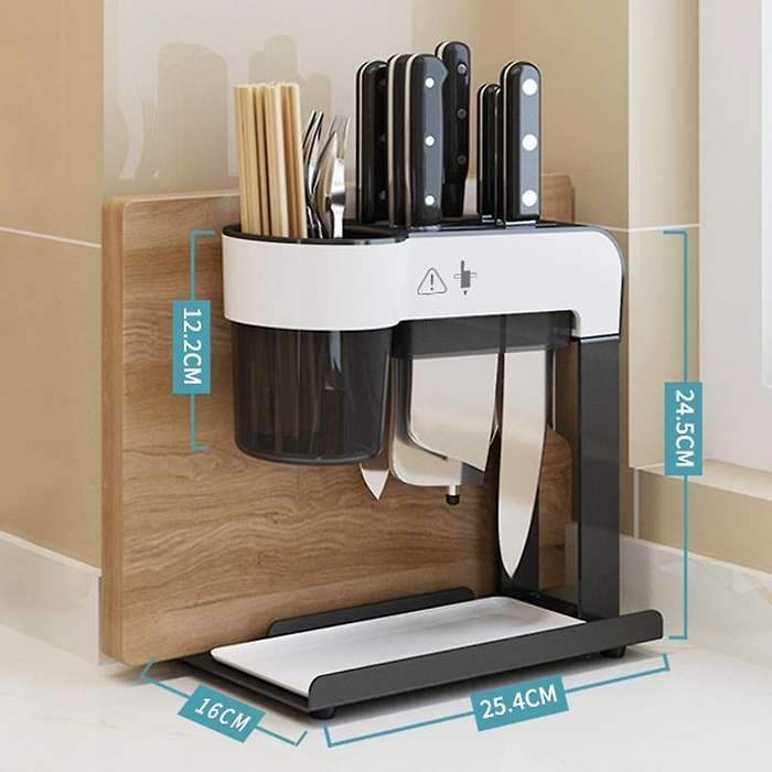 Stainless Steel Kitchen Shelf Countertop Knife Board Rack B