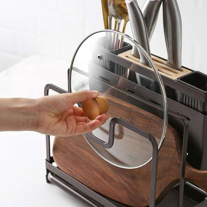 Iron Knife Rack Cutting Board Integrated Storage Rack (white)