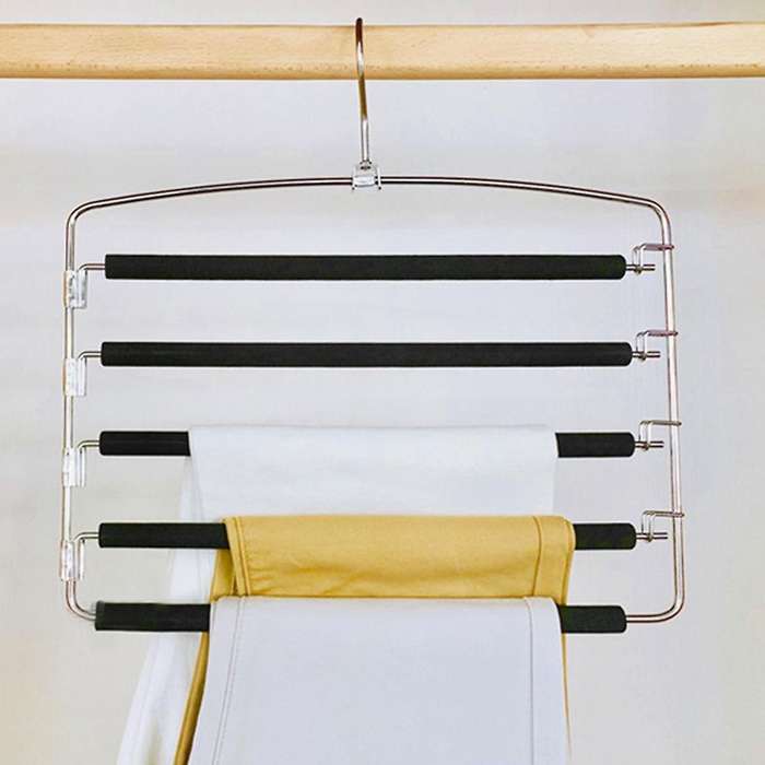 Pants Hangers 3 Pieces, Swing Arm Trousers Hanger, Space Saving