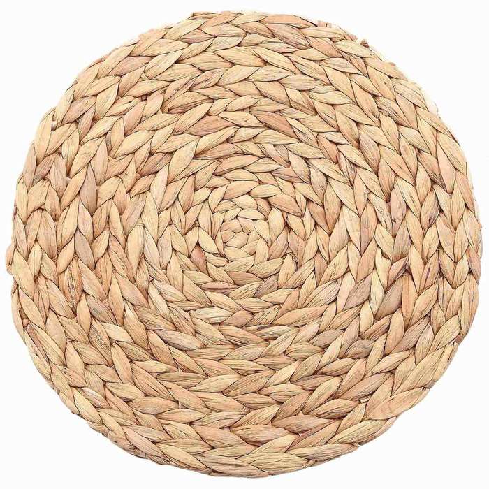 8pc Natural Water Gourd Woven Placemat Round Woven Rattan Table