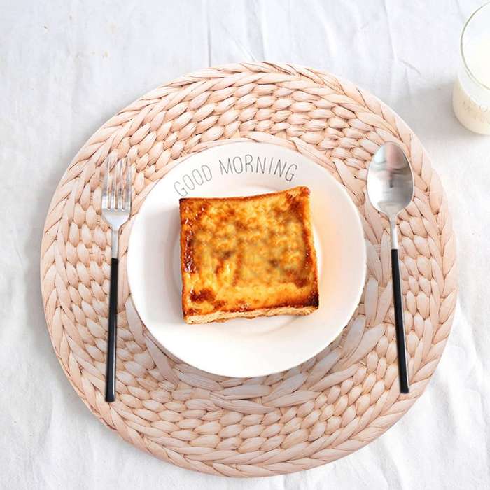 8 Pcs Natural Weave Placemats Round Braided Rattan Tablemats 7.9 In