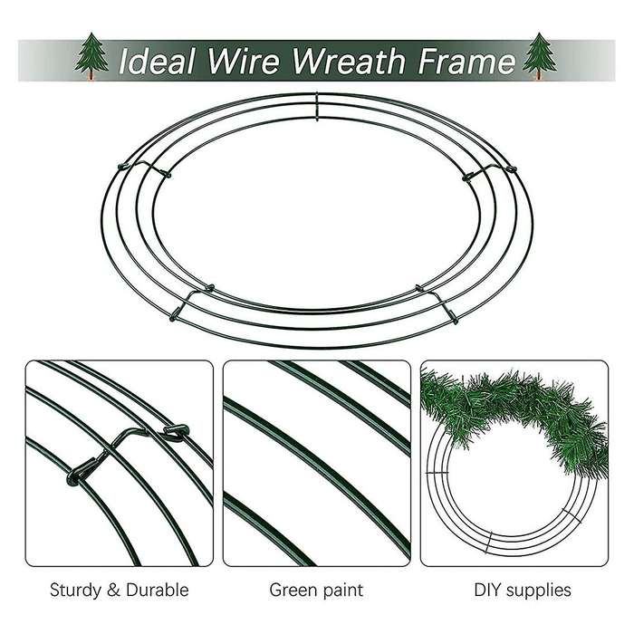 12 Pieces Of 12-inch Steel Wire Garland Frame Christmas Dark Green