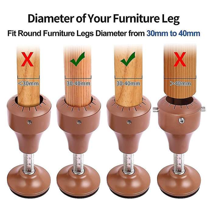 Rotatable Furniture Riser Base, Fit Chair Table Desk Sofa Feet Brown