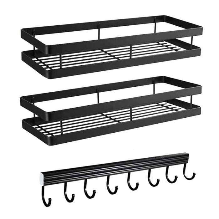 Spice Rack Wall without Drilling with Rail Hook for Kitchen Bathroom