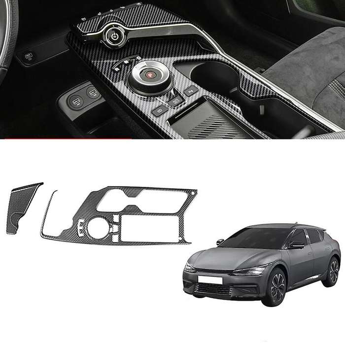 2pcs Car Carbon Fiber Center Console Gear Shift Panel for Kia Ev6 Lhd