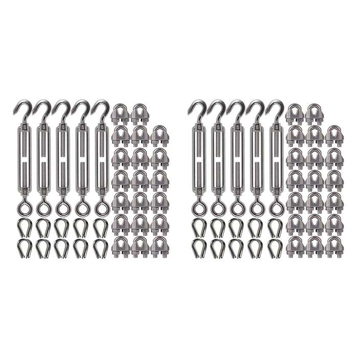 2x 304 Stainless Steel Turnbuckle M6 Wire Rope Tension Tensioner