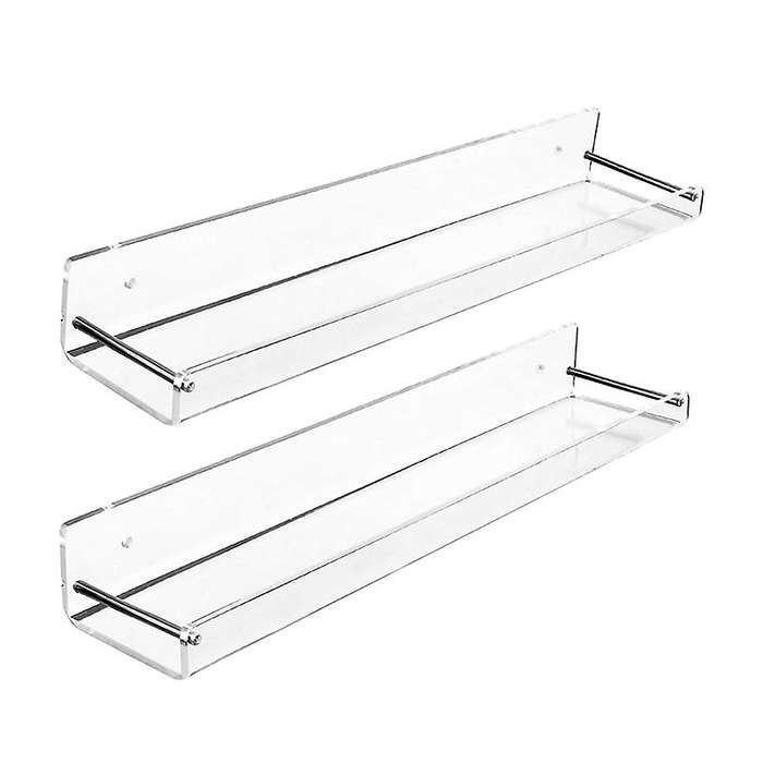 4pcs Wall Mount Clear Acrylic Floating Shelf Shelves Bath Living Room