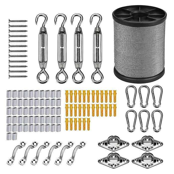 Wire Rope Kit, 164ft Length Wire Cable,1/16 Inch Coated Wire Rope Kit
