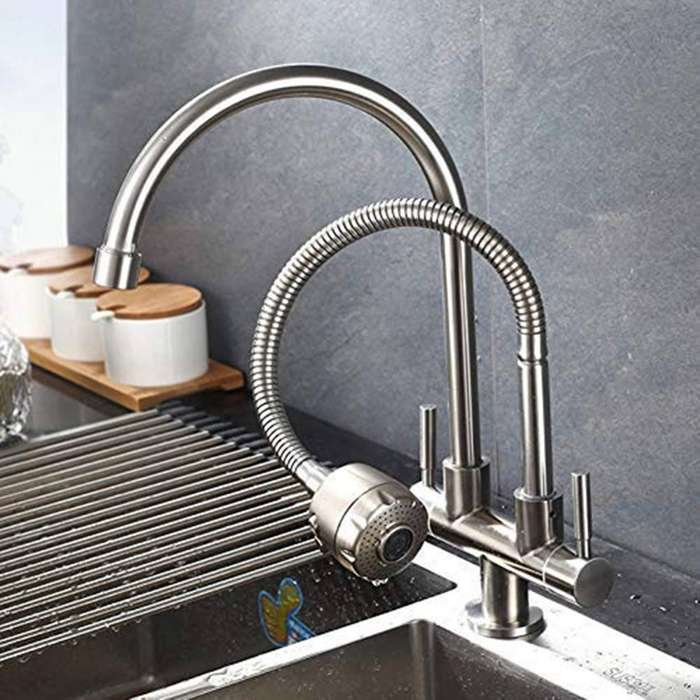 Rotatable Anti-splash Kitchen Faucet Universal Tube Double Pipe