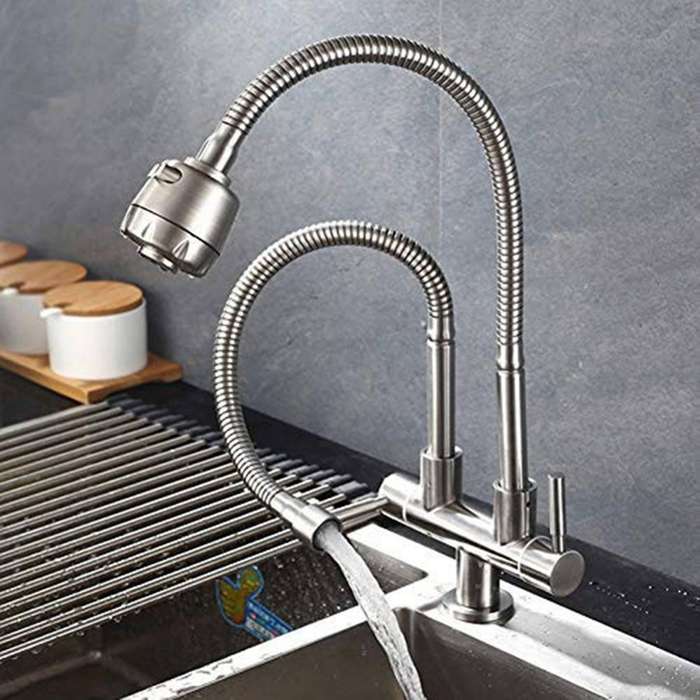 Rotatable Anti-splash Kitchen Faucet Universal Tube Double Pipe