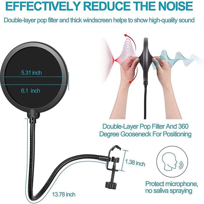 Adjustable Suspension Boom Scissors Mic Holder with Microphone Clip
